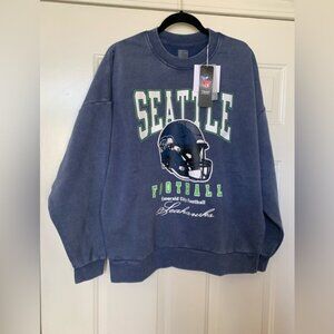 Seattle Seahawks NFL Gameday Couture Oversized Sweatshirt Navy NWT 🌴